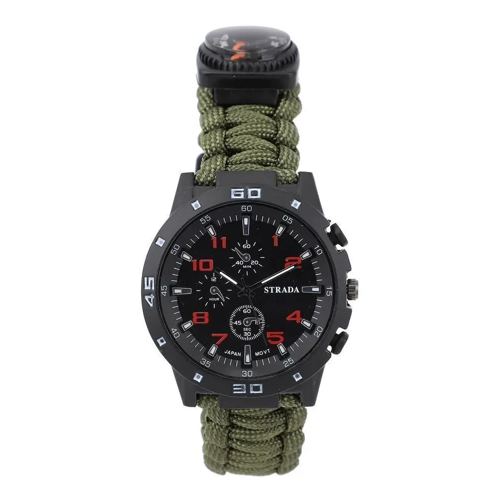 STRADA Watch with Green Nylon Strap and Stainless Steel Back